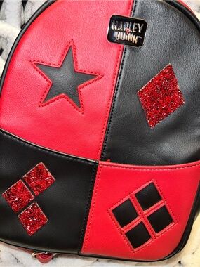 Harley Quinn Red & Black Patchwork Backpack